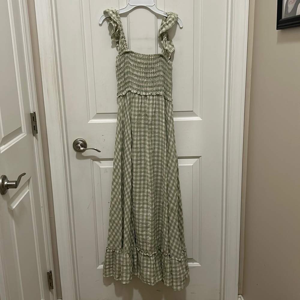 NWT Max Studio Green/white checkered dress